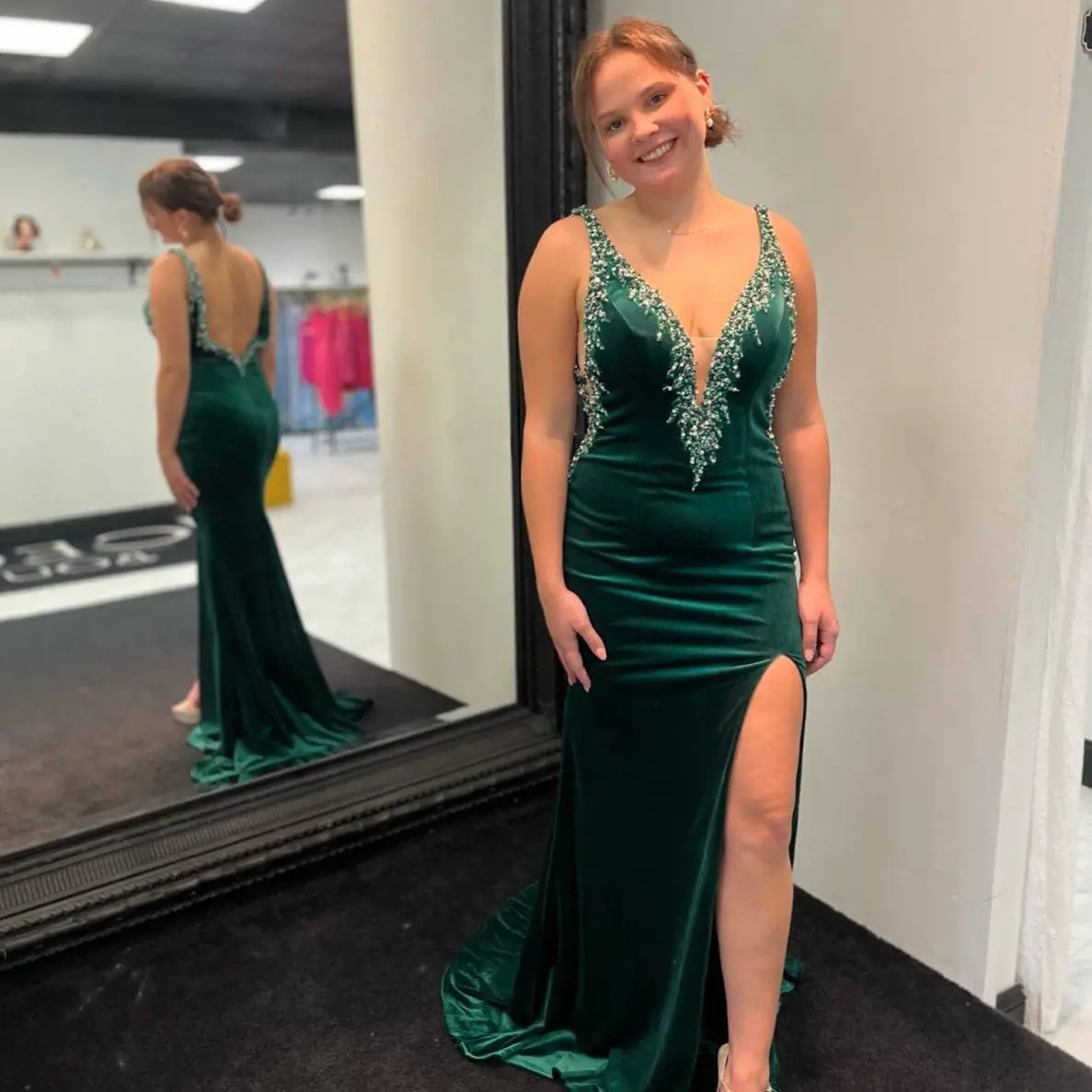 Model wearing a gown by Emma
