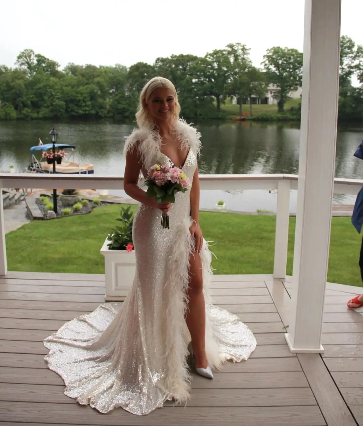 Model wearing a gown by Ava